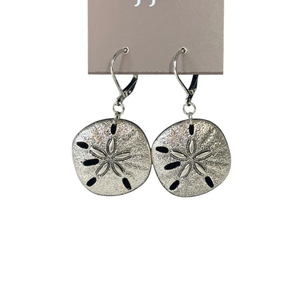 Women's J.Jill Silver Sand Dollar Drop Earrings One Size - Picture 2 of 3